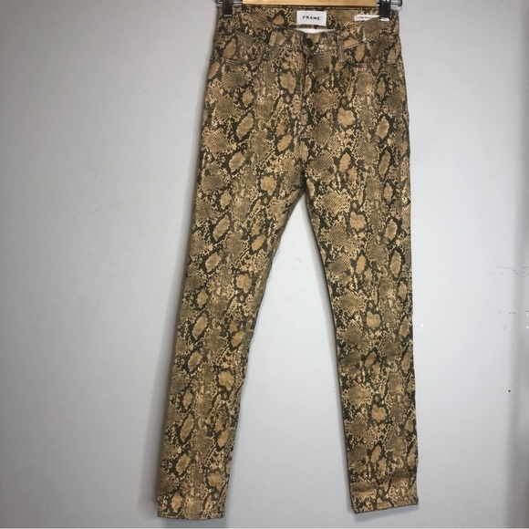 Frame Le High Skinny Crop Coated Python Jeans, size 25 - Picture 3 of 13